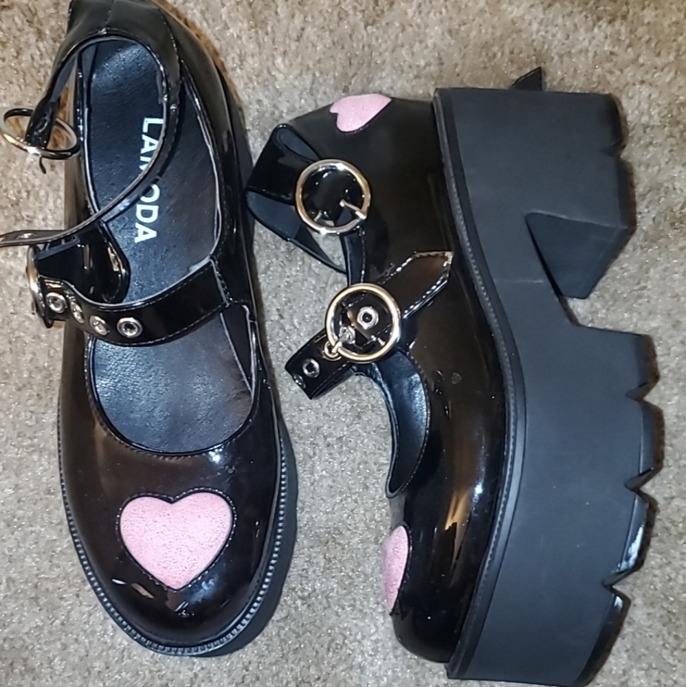 Lamoda heart platform mary jane shoes
